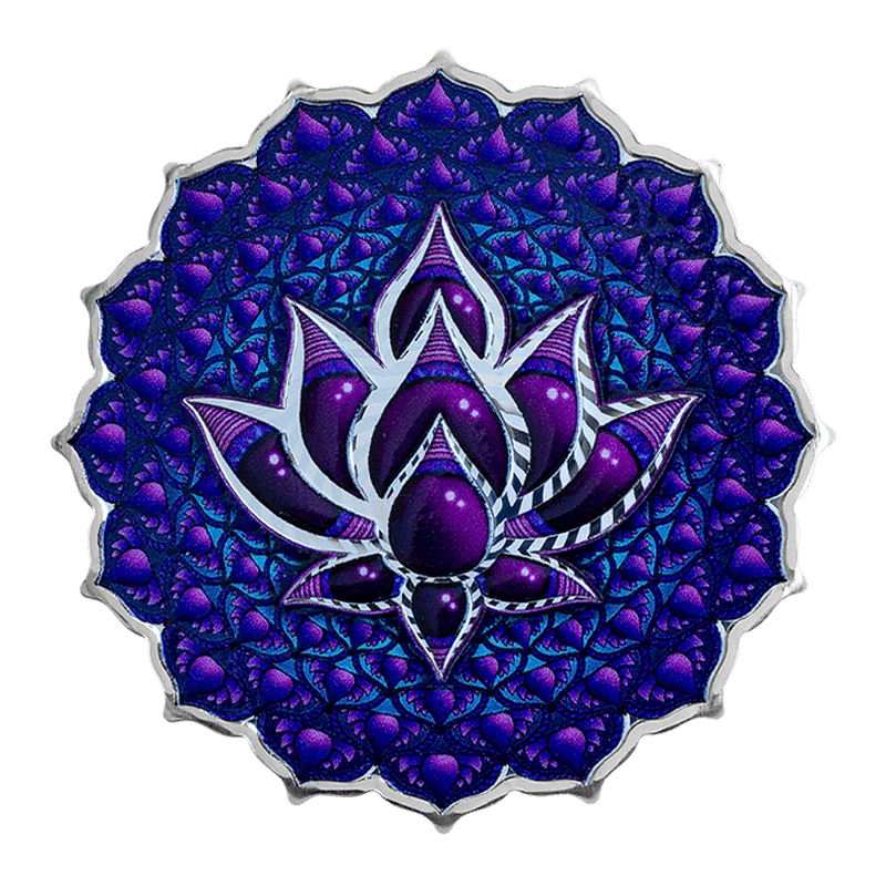 Image for 2 oz Lotus of the 7th Chakra - Phil Lewis Chakra Lotus Coin (2024) from TD Precious Metals